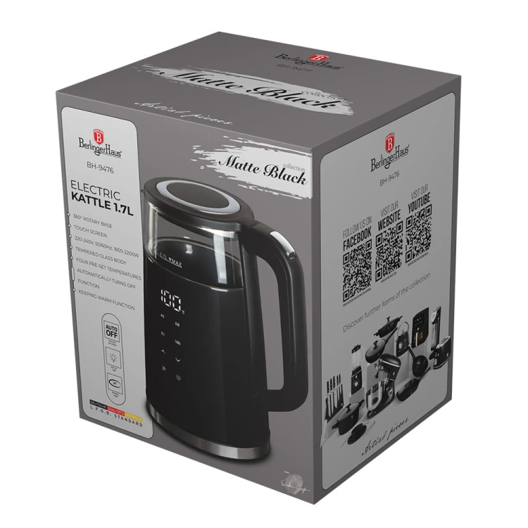 Cyfrowy czajnik elektryczny BerlingerHaus Matte Black BH-9476