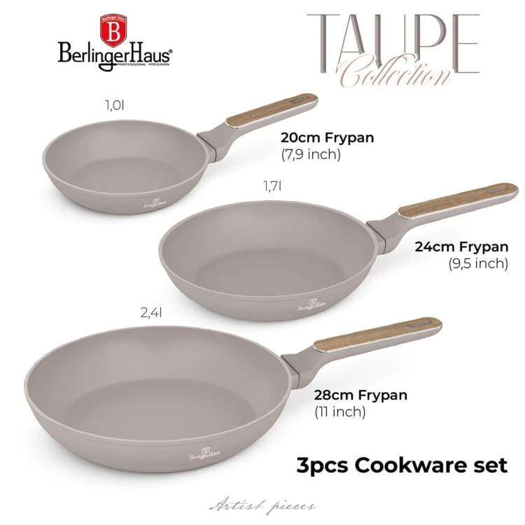 Zestaw 3 Patelni BerlingerHaus BH-8341 Taupe Nordic Collection