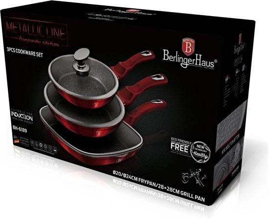 Zestaw 3 patelni z pokrywkami BerlingerHaus BH-6189