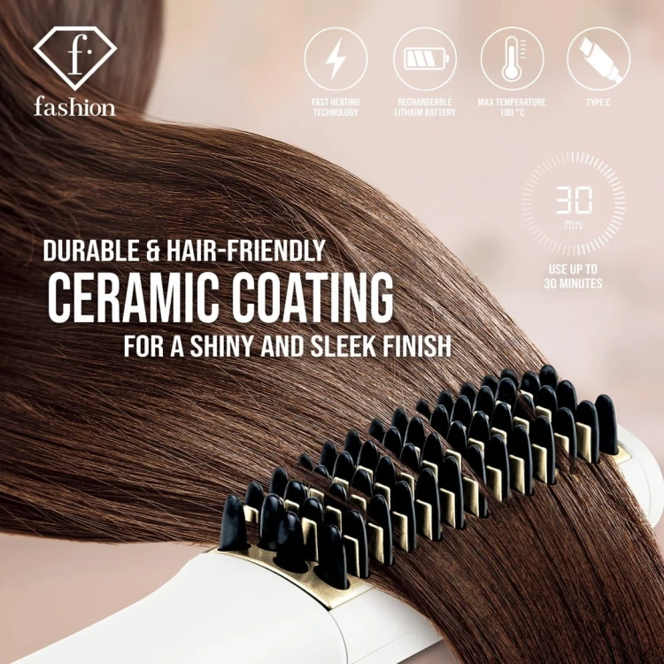 Mini prostujący grzebień do włosów FashionTV FTV-0148 Matte Cream Gold