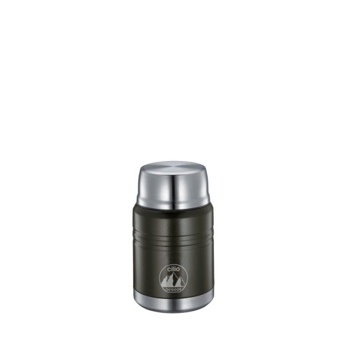 Termos obiadowy ze składaną łyżką, 0,5 l, śred. 9,5 x 15,5 cm, czarny