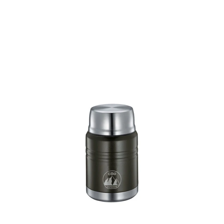 Termos obiadowy ze składaną łyżką, 0,5 l, śred. 9,5 x 15,5 cm, czarny