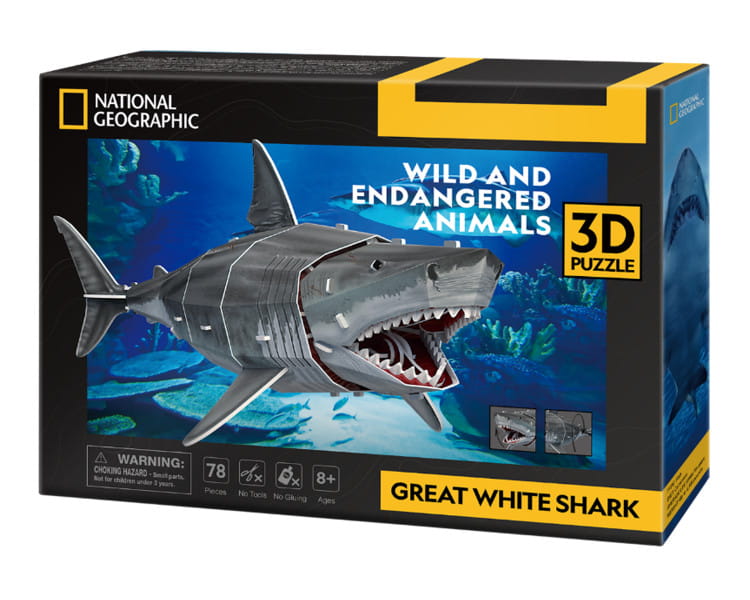 Puzzle 3D Zagrożone zwierzęta Żarłacz biały - Lisciani