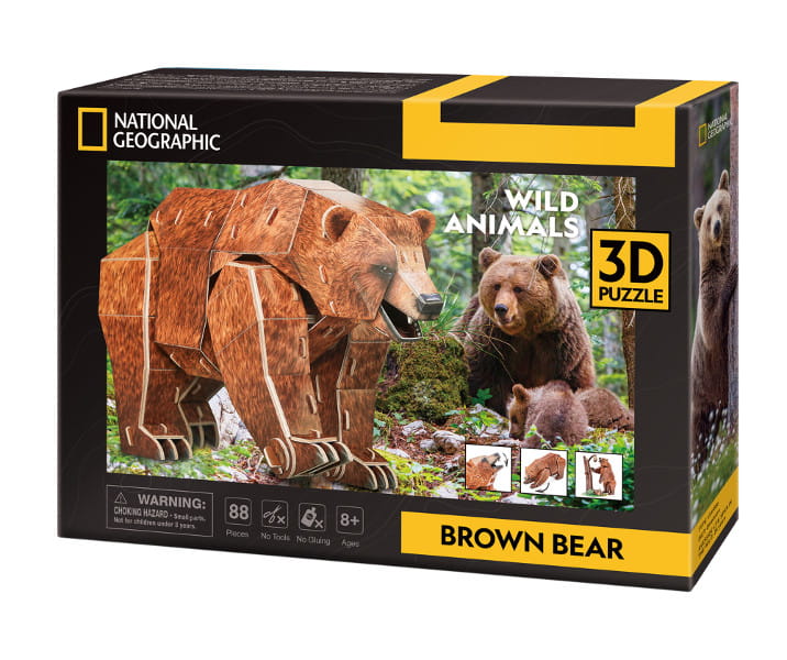 Puzzle 3D Zagrożone zwierzęta Niedźwiedź brunatny - Lisciani