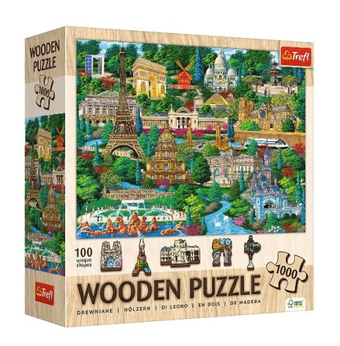 Puzzle 1000 Drewniane Francja znane miejsca