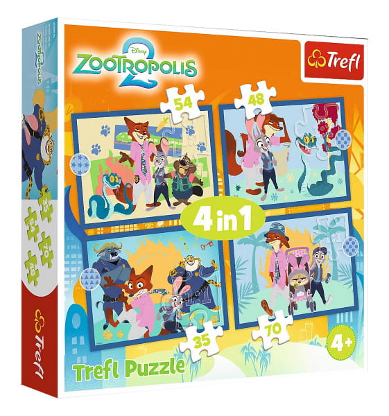 Puzzle 4w1 Zootopia pełna przygód