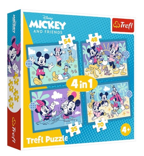 Puzzle 4w1 Zabawne zdarzenia Myszki Miki