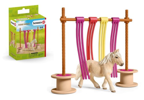 Schleich Zestaw koń + przeszkody i naklejki
