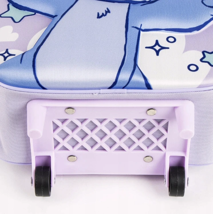 Plecak szkolny 3D walizka z kółkami STITCH - do szkoły / na wakacje fiolet