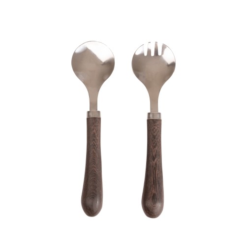 Sztućce do sałatek, drewno wenge/stal nierdzewna, 23 cm