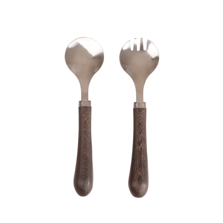 Sztućce do sałatek, drewno wenge/stal nierdzewna, 23 cm