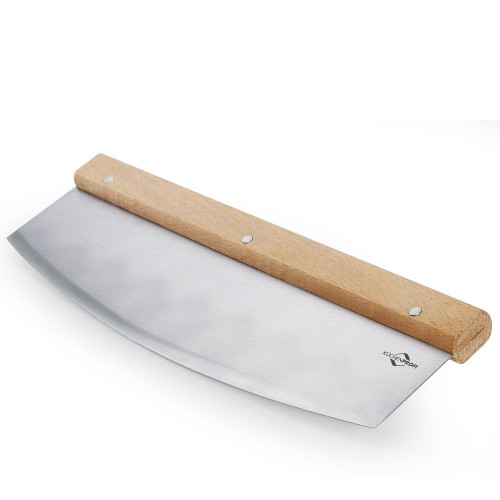 Nóż do pizzy, stal nierdzewna/drewno bukowe, 32 cm