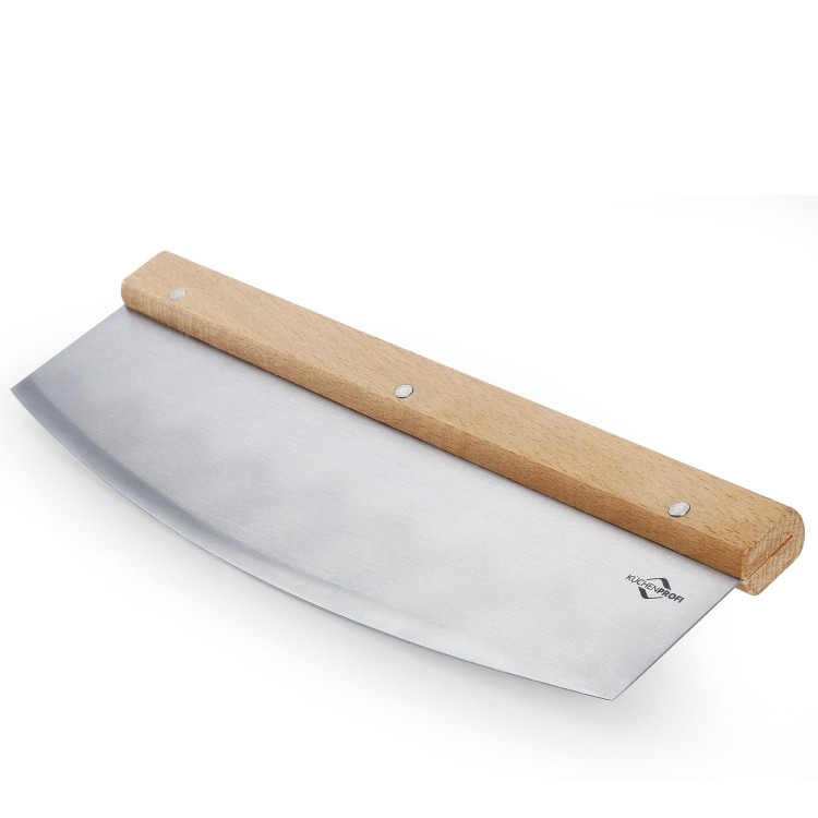 Nóż do pizzy, stal nierdzewna/drewno bukowe, 32 cm