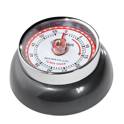 Timer mechaniczny, śred. 7 x 3 cm, antracytowy metaliczny
