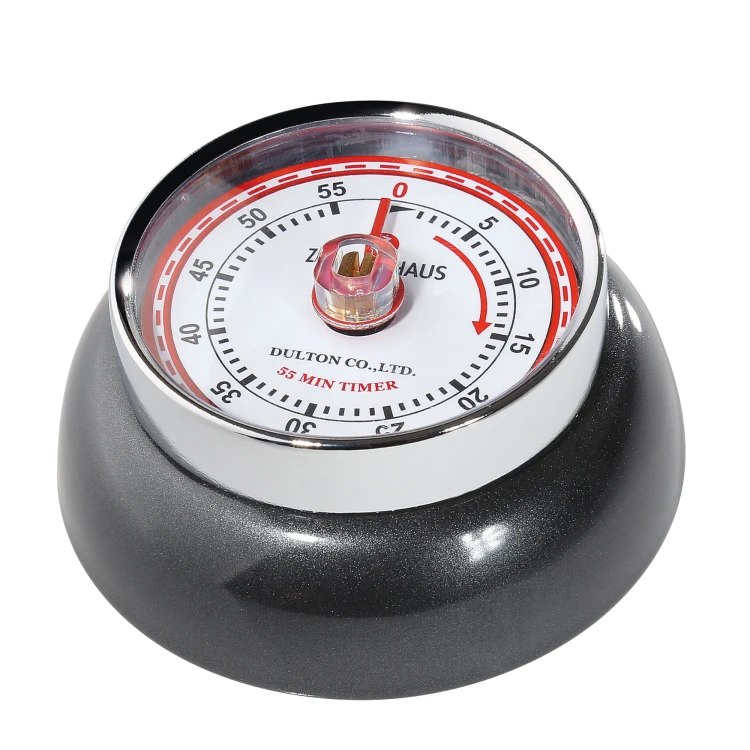 Timer mechaniczny, śred. 7 x 3 cm, antracytowy metaliczny