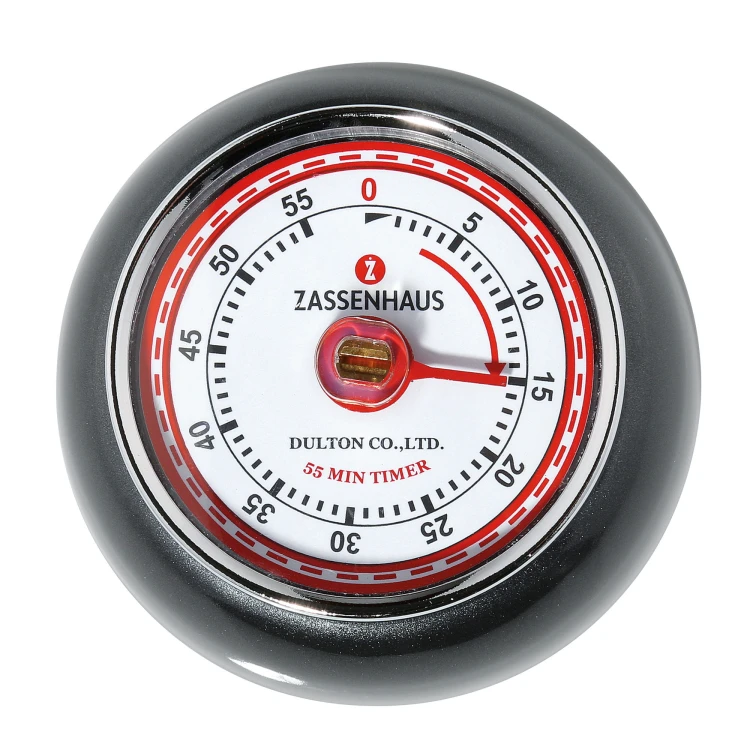 Timer mechaniczny, śred. 7 x 3 cm, antracytowy metaliczny