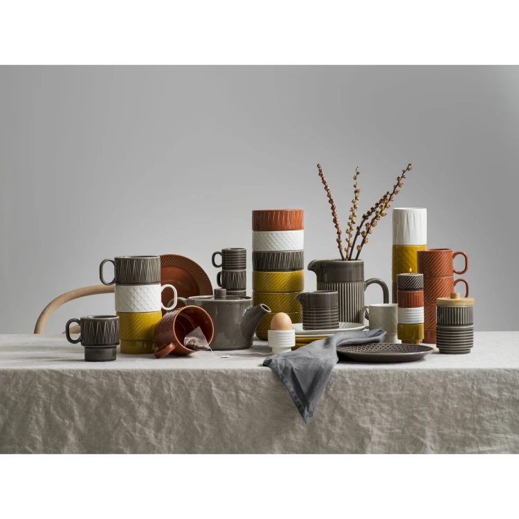 Filiżanki do espresso, 4 szt., szare, ceramika, 0,1 l