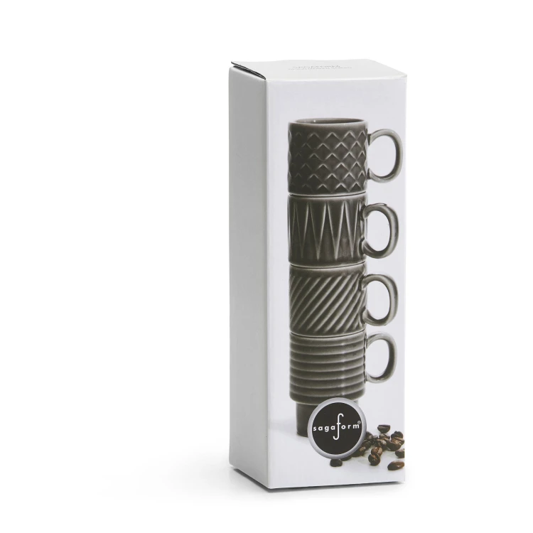 Filiżanki do espresso, 4 szt., szare, ceramika, 0,1 l