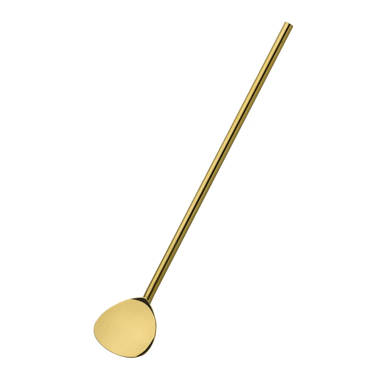 Łyżeczki koktajlowe ze słomką, 6 szt., 20 cm, stal nierdzewna, kolor złoty