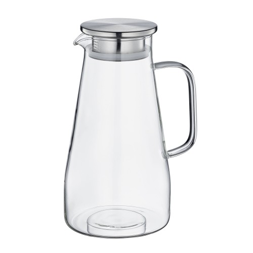 Dzbanek, szkło borokrzemowe/stal nierdzewna, 1,6 l, śred. 12,5 x 22,5 cm