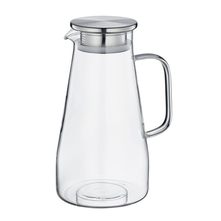 Dzbanek, szkło borokrzemowe/stal nierdzewna, 1,6 l, śred. 12,5 x 22,5 cm
