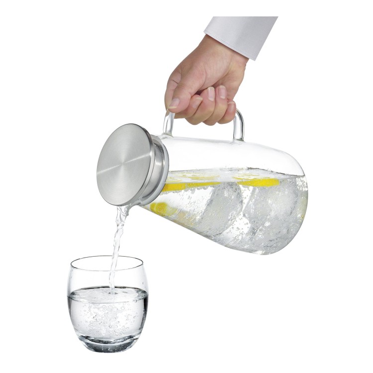 Dzbanek, szkło borokrzemowe/stal nierdzewna, 1,6 l, śred. 12,5 x 22,5 cm