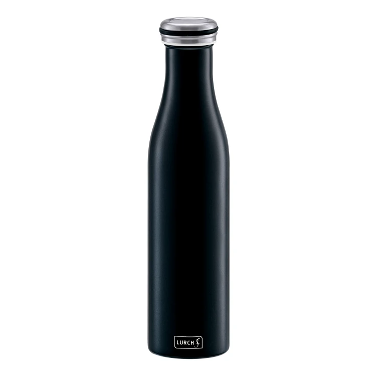 Butelka termiczna, stalowa, 0,75 l, czarna matowa