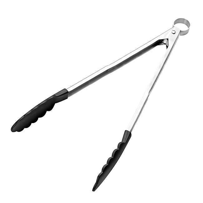 Szczypce do patelni z powłoką nieprzywierającą, stal nierdzewna/nylon, 30,5 cm