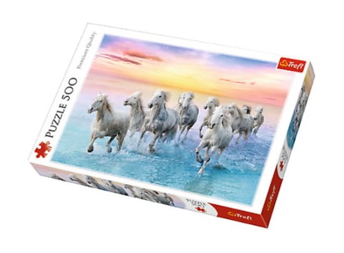 Puzzle 500el Białe konie w galopie
