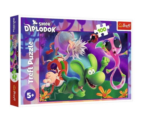 Puzzle 100 Smok Diplodok i przyjaciele