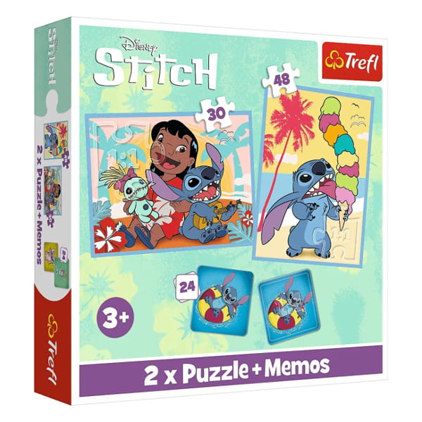 Puzzle 2w1+ memos Wesoły dzień Lilo&Stitch