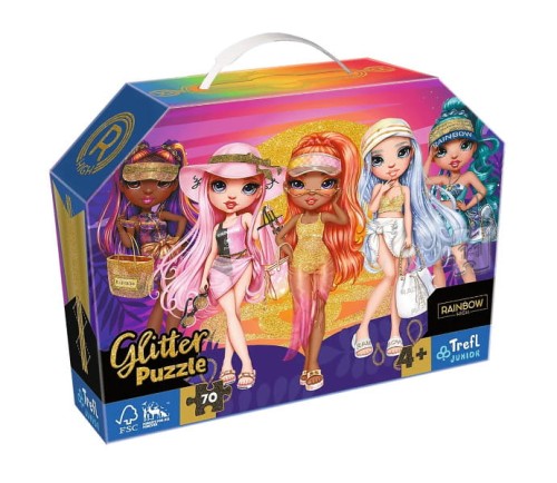 Puzzle 70 glitter w kuferku Brokatowe Laleczki