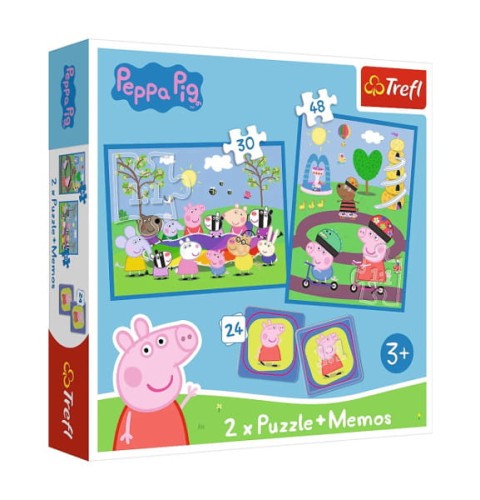 Puzzle 2w1 + memos Radosne chwile z Świnką Peppą