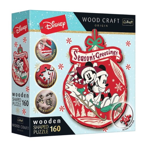 Puzzle drewniane 160 el. Świąteczna przygoda Mickey i Minni