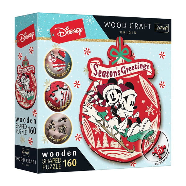 Puzzle drewniane 160 el. Świąteczna przygoda Mickey i Minni
