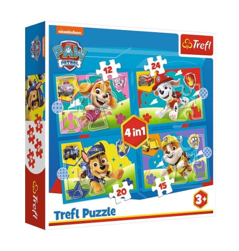 Puzzle 4w1 Biegnące pieski