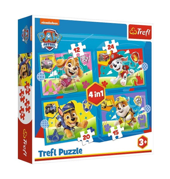 Puzzle 4w1 Biegnące pieski