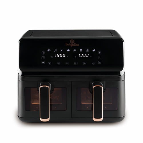 Air Fryer Frytkownica beztłuszczowa z podwójnym koszem 4,1L+4,1L BerlingerHaus BH-9469 Black Rose