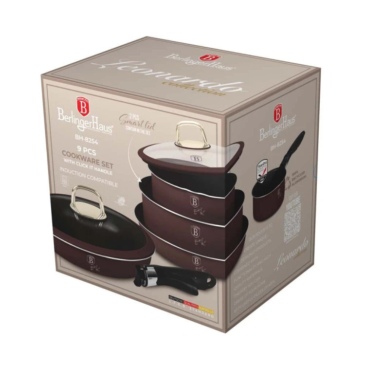 Zestaw garnków 9el. z odpinaną rączką BerlingerHaus Leonardo Collection BH-8254
