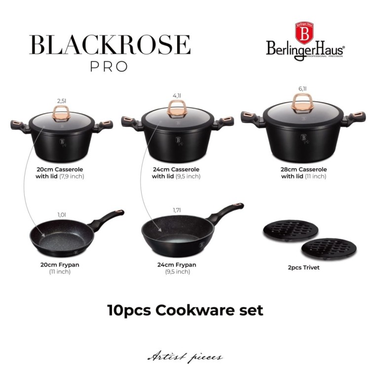 Zestaw garnków 10 el. BerlingerHaus Black Rose BH-8168