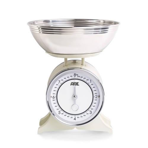 Mechaniczna waga kuchenna z miską, do 8 kg, 2,5 l, śred. 24,5 x 28,5 cm, beżowa
