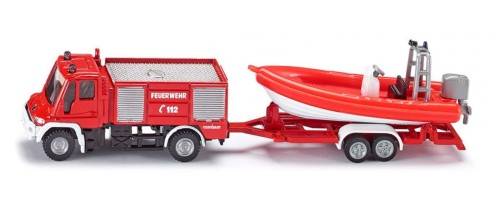 Siku seria 16 straż pożarna Unimog z łodzą - Siku