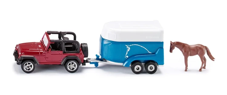 Siku seria 16 Jeep z przyczepą na konie - Siku