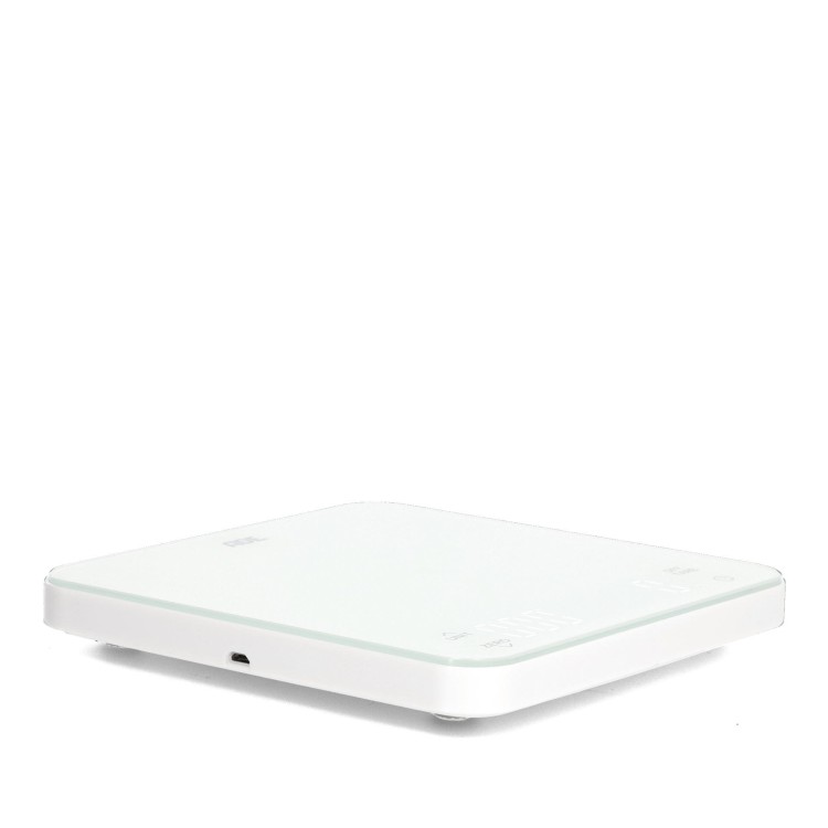 Waga kuchenna ładowana przez USB, do 5 kg, 16 x 16 cm, biała