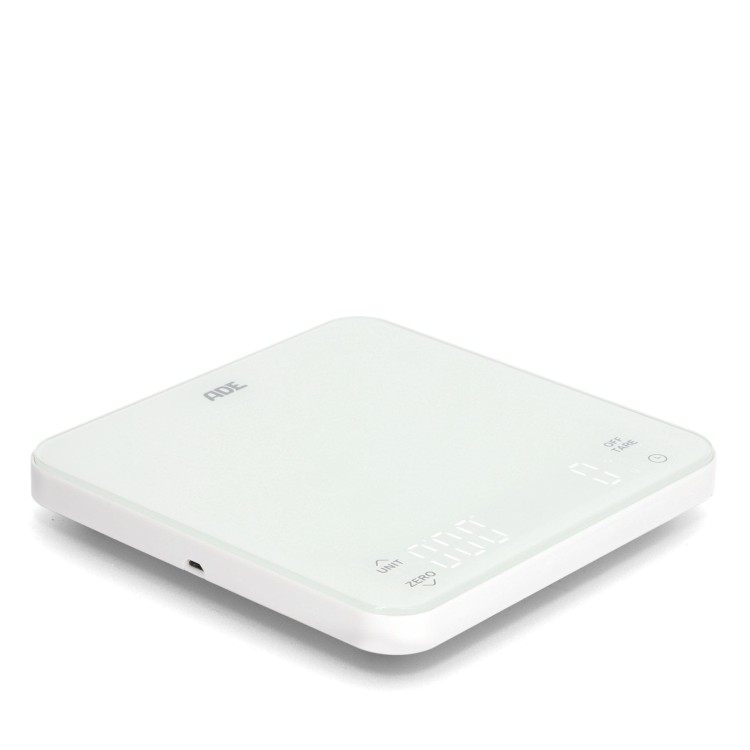 Waga kuchenna ładowana przez USB, do 5 kg, 16 x 16 cm, biała