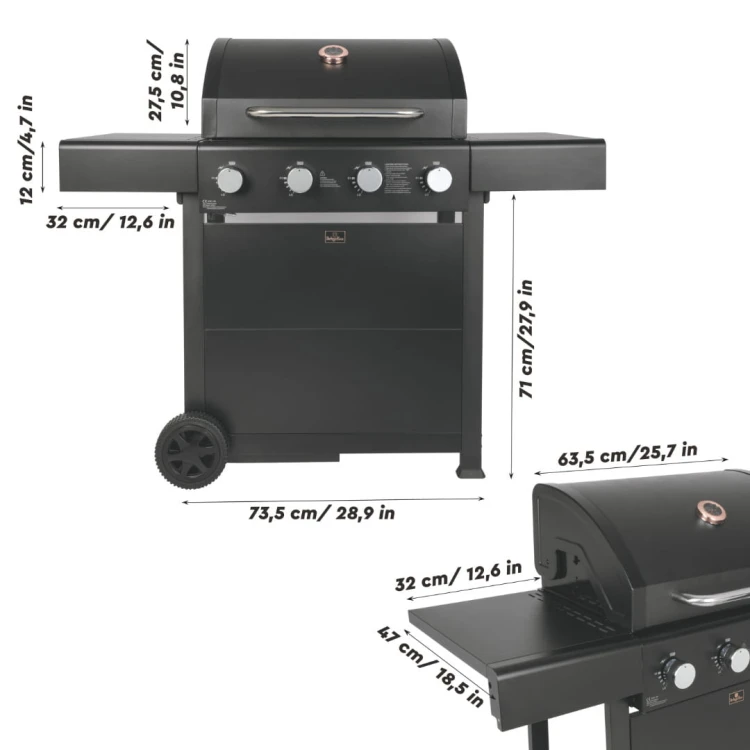Grill gazowy ogrodowy XXL BerlingerHaus z rusztem żeliwnym BH-8605