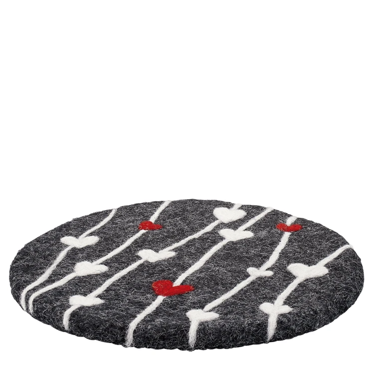 Podkładka pod gorące naczynia, śred. 21 cm, owcza wełna, szaro-biała