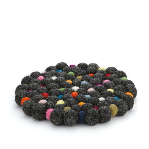 Podkładka pod gorące naczynia, śred. 21 cm, owcza wełna, czarna