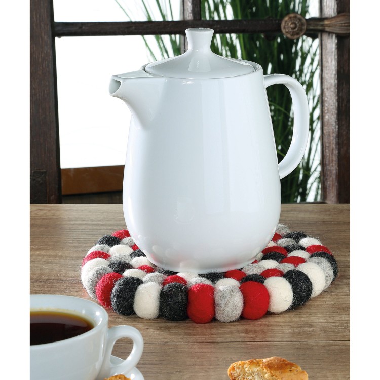Podkładka pod gorące naczynia, śred. 21 cm, owcza wełna, czerwona