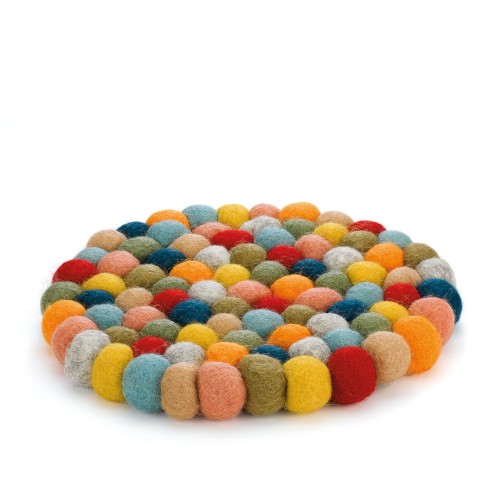 Podkładka pod gorące naczynia, śred. 21 cm, owcza wełna, wielokolorowa
